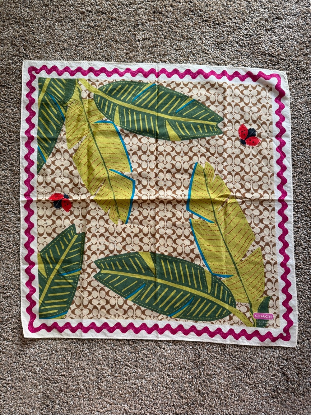 COACH Vintage Spring 2005 Scarf Ladybug Tropical Secret Garden Extremely Rare